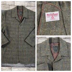 Harris Tweed Long Coat Jos‎ A Bank Wool Men Size XL